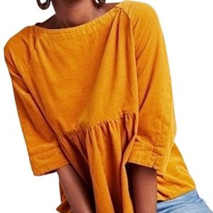 Maeve gold Corduroy baby doll top